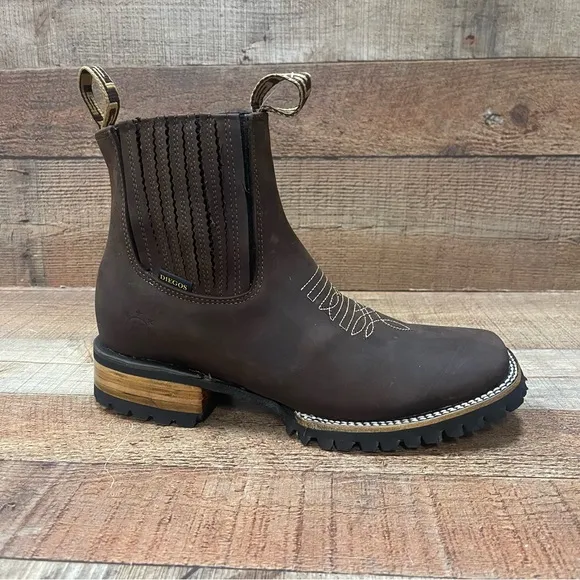 - Men's Leather Western Cowboy Half Boot Brown Rodeo Botin Piel café Diego’s 777