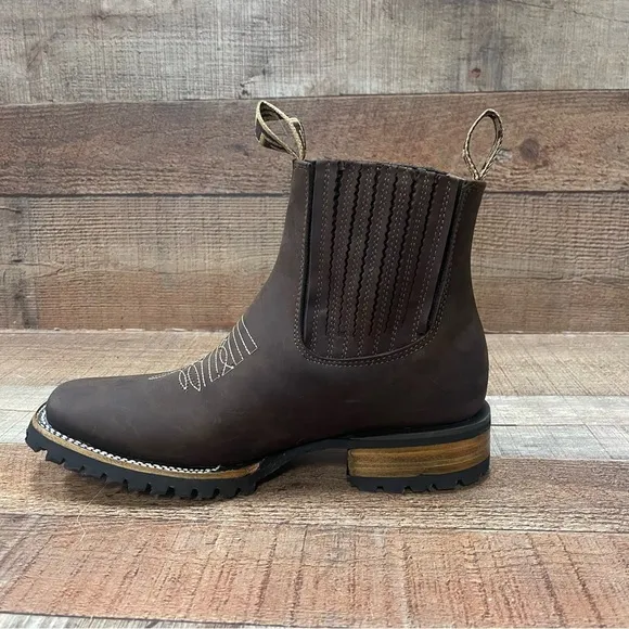 - Men's Leather Western Cowboy Half Boot Brown Rodeo Botin Piel café Diego’s 777