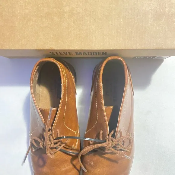 🛍️ Steve Madden P-Symin Dress &amp; Comfort Short Chukka Boot Cognac Brown NIB 11 💥