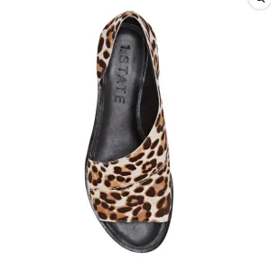 1. State Women's Celvin Leather Open-Toe Sandals Cheetah Haircalf
