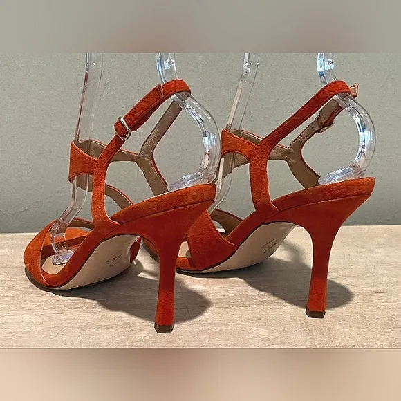 27 EDIT Orange Suede Lanie Heels Size 8.5  New Without Box