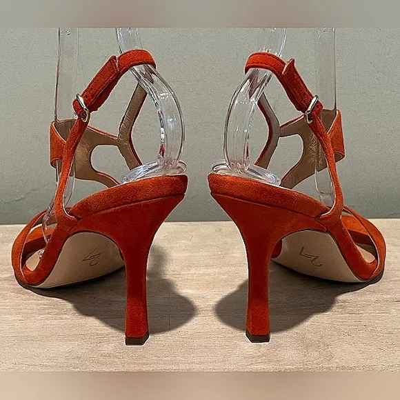 27 EDIT Orange Suede Lanie Heels Size 8.5  New Without Box