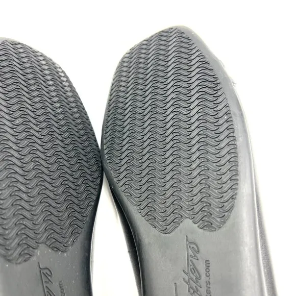 7.5W 7.5 WIDE WIDTH Trotters Womens Sizzle Black Leather Ballet Flats Shoes