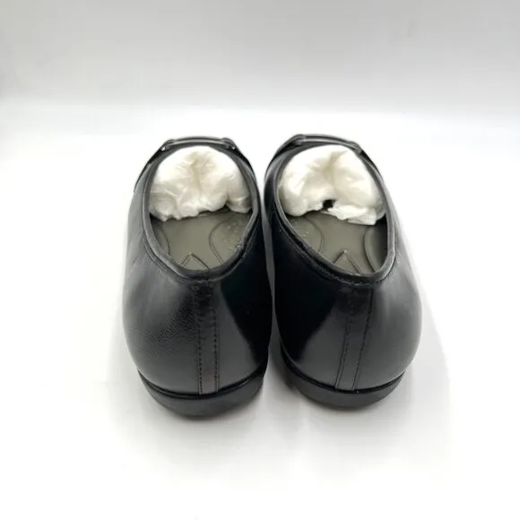 7.5W 7.5 WIDE WIDTH Trotters Womens Sizzle Black Leather Ballet Flats Shoes