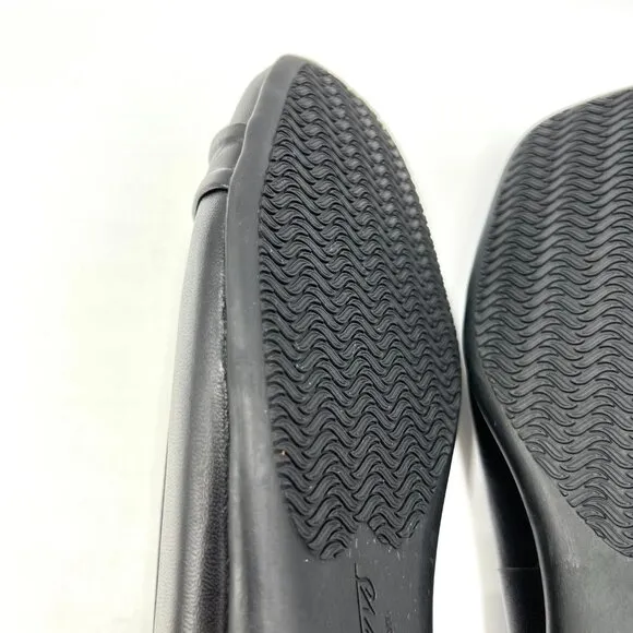 7.5W 7.5 WIDE WIDTH Trotters Womens Sizzle Black Leather Ballet Flats Shoes