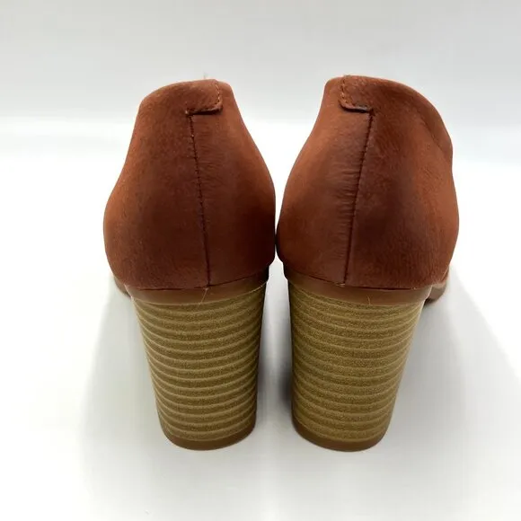 9N 9 NARROW WIDTH Softwalk Womens Sienna Brown Leather Heels Pumps Shoes