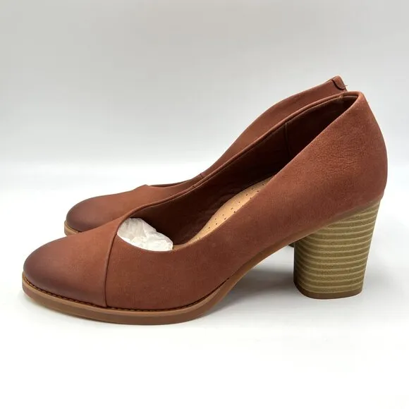 9N 9 NARROW WIDTH Softwalk Womens Sienna Brown Leather Heels Pumps Shoes