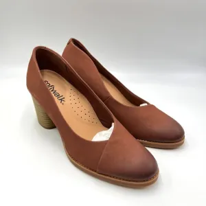 9N 9 NARROW WIDTH Softwalk Womens Sienna Brown Leather Heels Pumps Shoes