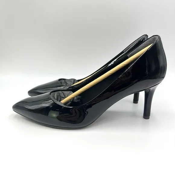 9W 9 W WIDE WIDTH Rockport Women's Total Motion 75MM Black Patent Leather Heels