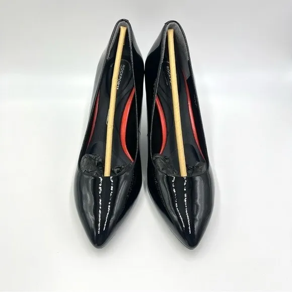 9W 9 W WIDE WIDTH Rockport Women's Total Motion 75MM Black Patent Leather Heels