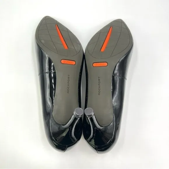 9W 9 W WIDE WIDTH Rockport Women's Total Motion 75MM Black Patent Leather Heels