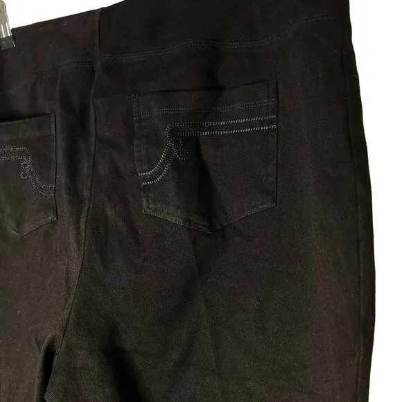 A615328 WOMEN WITH CONTROL Elite Prime Stretch Denim Flare Pants Noir 18WP