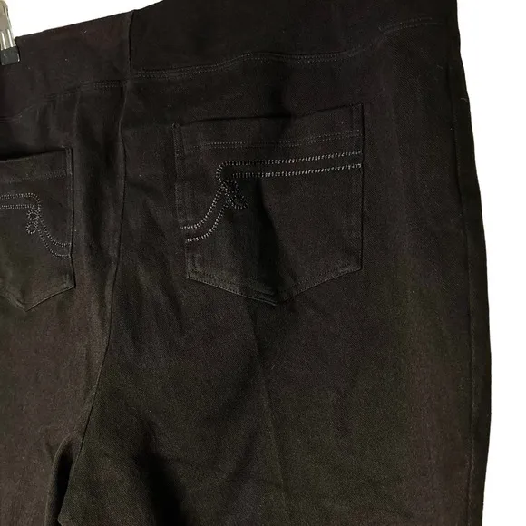 A615328 WOMEN WITH CONTROL Elite Prime Stretch Denim Flare Pants Noir Pl P 20