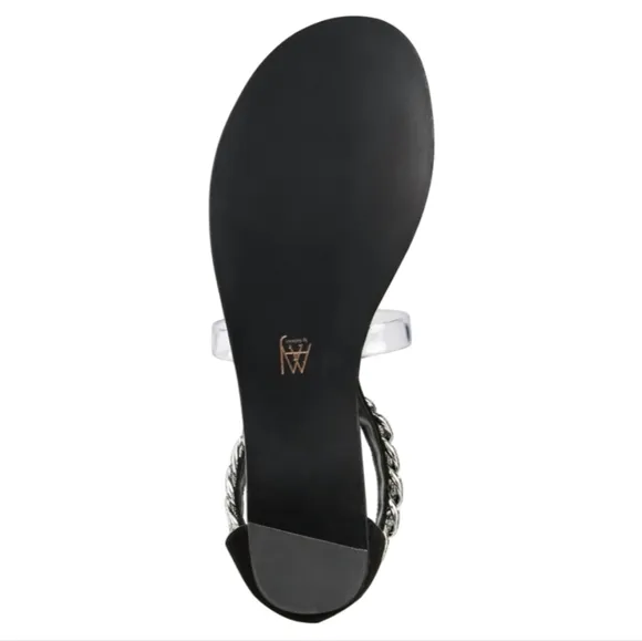 AAJ by AMINAH Women's Aurora Crystal Chain Flat Sandals 6M NWT