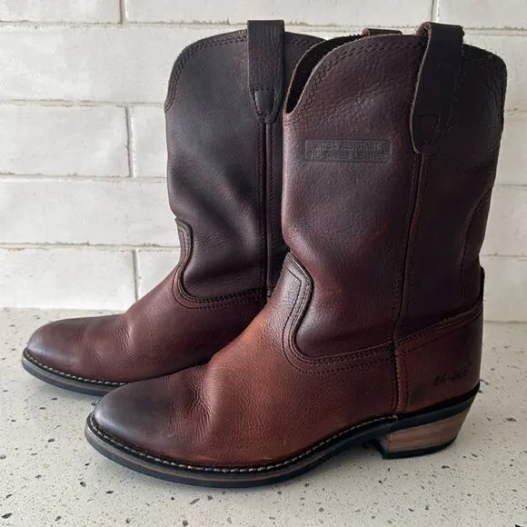 Ad Tec Men's Ranch Wellington Work Boots Oil Resistant Brown Tanned Leather 8.5M