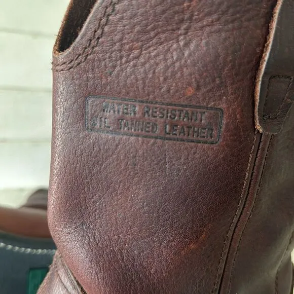 Ad Tec Men's Ranch Wellington Work Boots Oil Resistant Brown Tanned Leather 8.5M