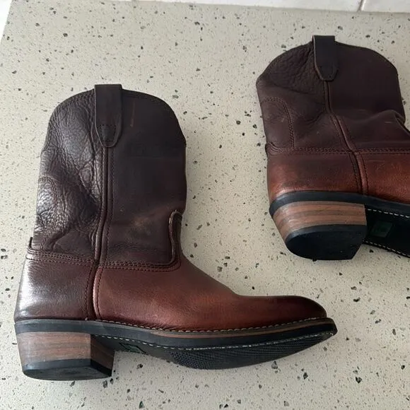 Ad Tec Men's Ranch Wellington Work Boots Oil Resistant Brown Tanned Leather 8.5M
