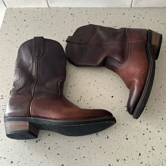 Ad Tec Men's Ranch Wellington Work Boots Oil Resistant Brown Tanned Leather 8.5M
