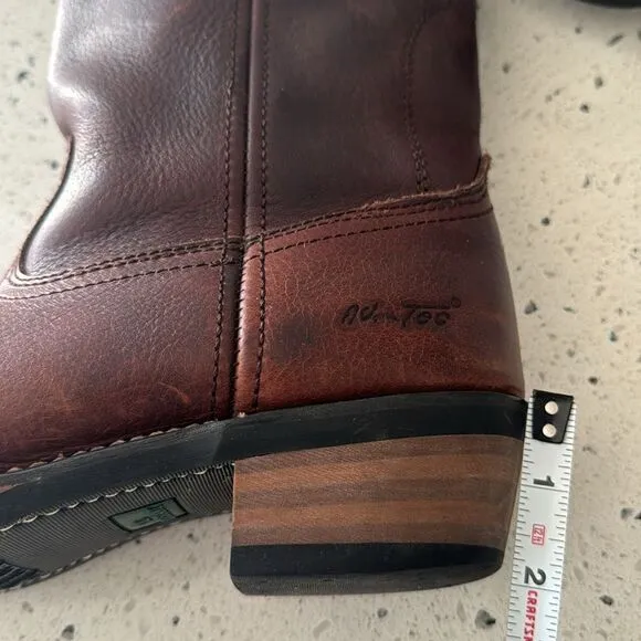 Ad Tec Men's Ranch Wellington Work Boots Oil Resistant Brown Tanned Leather 8.5M