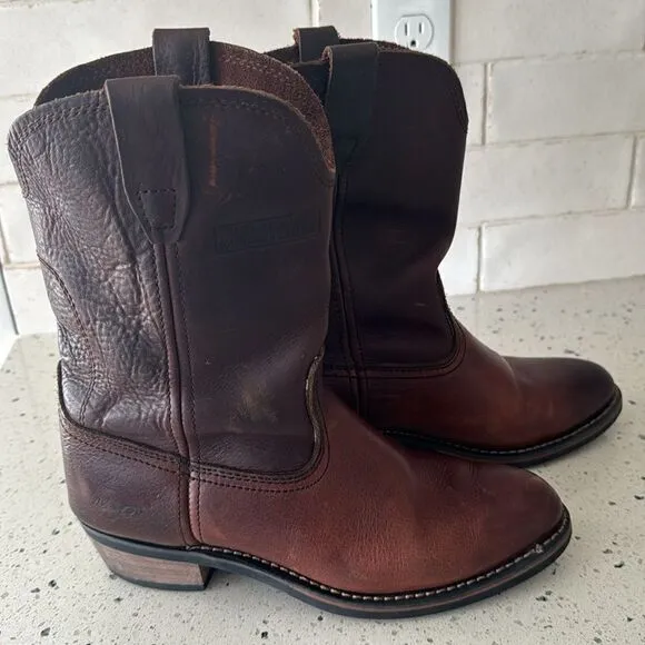 Ad Tec Men's Ranch Wellington Work Boots Oil Resistant Brown Tanned Leather 8.5M