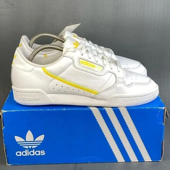 Adidas Continental 80 'White Semi Frozen Yellow' sneaker shoes womens size 7.5