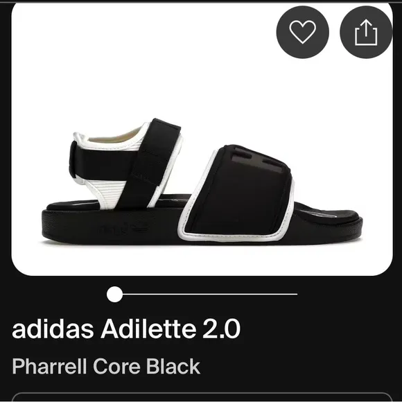 Adidas men’s 10US HU sandals rare black white adjustable adilette 2.0 Pharrell W