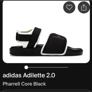 Adidas men’s 10US HU sandals rare black white adjustable adilette 2.0 Pharrell W