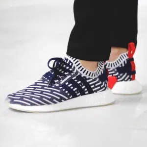 Adidas NMD R2 Primeknit Roni Men's Sz 8.5 Navy White Boost Shoes Sneakers BB2909