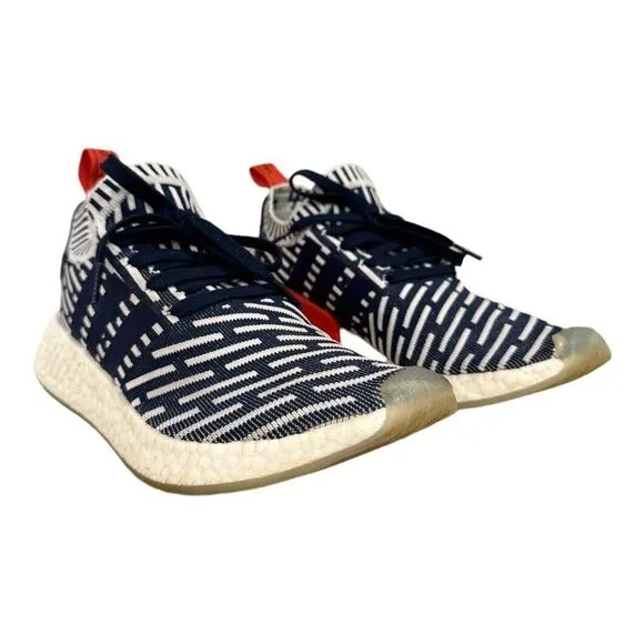 Adidas NMD R2 Primeknit Roni Men's Sz 8.5 Navy White Boost Shoes Sneakers BB2909