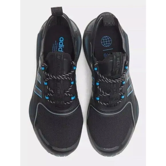 Adidas Originals NMD R1 Boost Ultra Black Blue Shoes Mens 9.5 NEW Fast Shipping