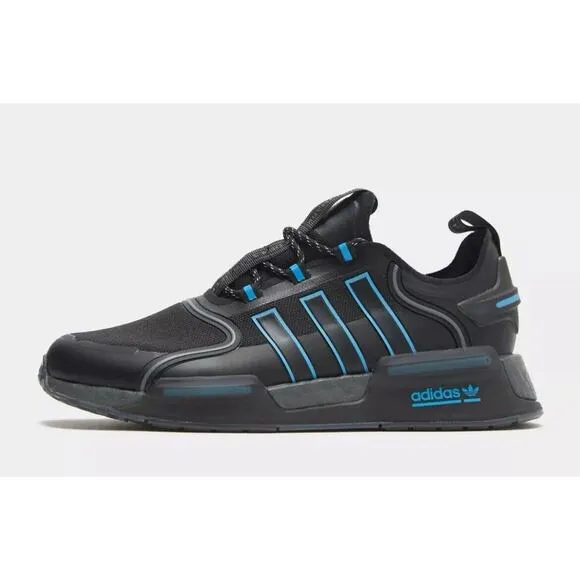 Adidas Originals NMD R1 Boost Ultra Black Blue Shoes Mens 9.5 NEW Fast Shipping