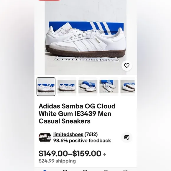 Adidas Samba White Men's Sneakers