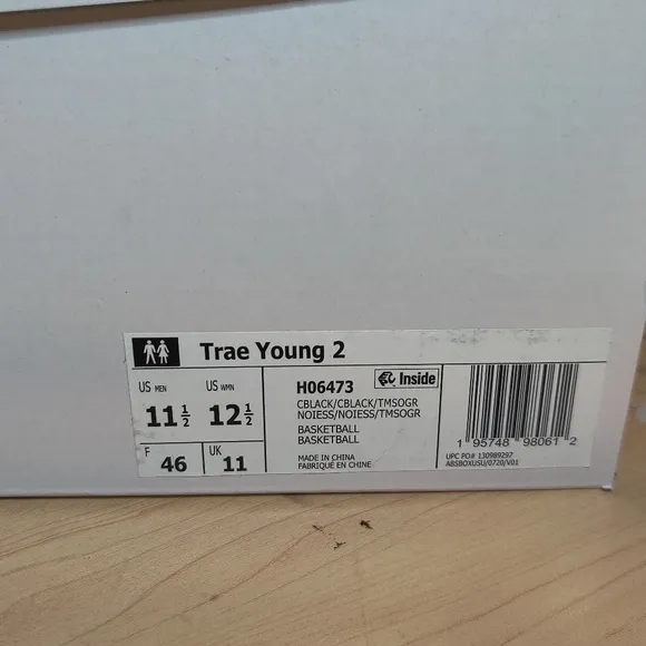 Adidas Trae Young 2 Trae Tlien Mens Size 11.5 Black/Solar Green Basketball Shoes