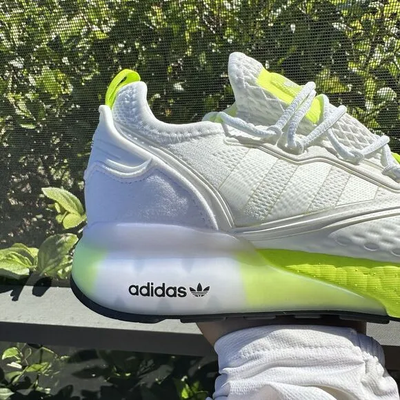 Adidas ZX 2K Boost White Solar Yellow Men's Athletic Shoes FW0480 Size 6