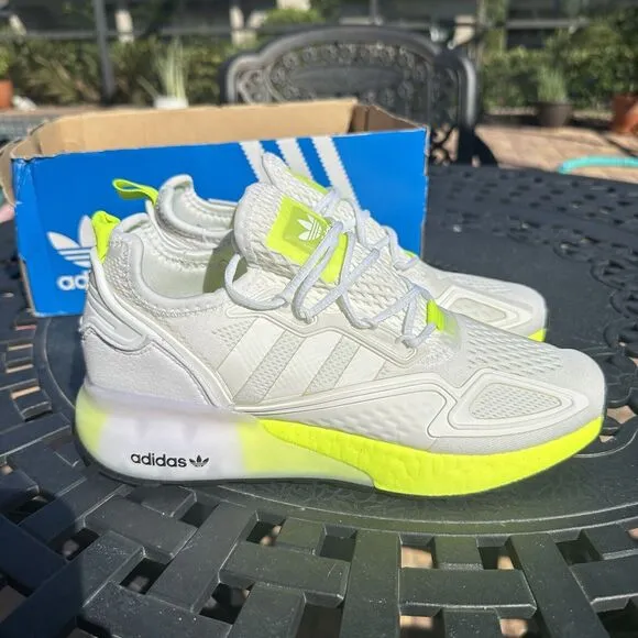 Adidas ZX 2K Boost White Solar Yellow Men's Athletic Shoes FW0480 Size 6