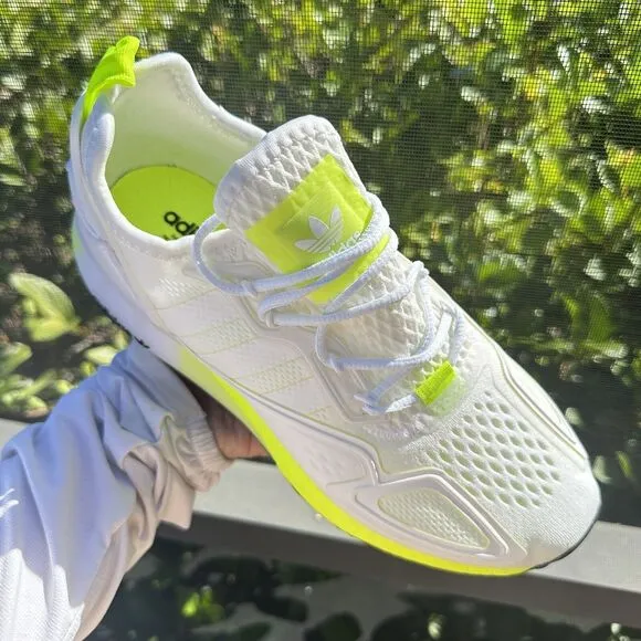 Adidas ZX 2K Boost White Solar Yellow Men's Athletic Shoes FW0480 Size 6
