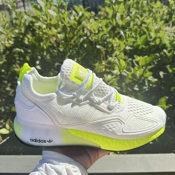 Adidas ZX 2K Boost White Solar Yellow Men's Athletic Shoes FW0480 Size 6