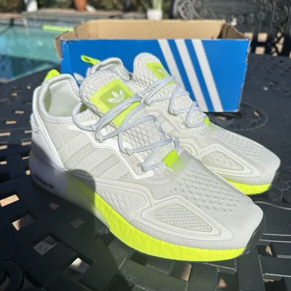 Adidas ZX 2K Boost White Solar Yellow Men's Athletic Shoes FW0480 Size 6