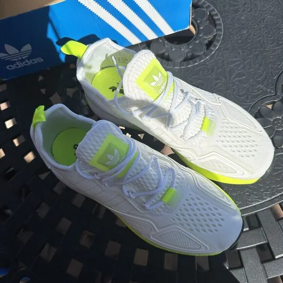 Adidas ZX 2K Boost White Solar Yellow Men's Athletic Shoes FW0480 Size 6