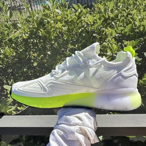 Adidas ZX 2K Boost White Solar Yellow Men's Athletic Shoes FW0480 Size 6