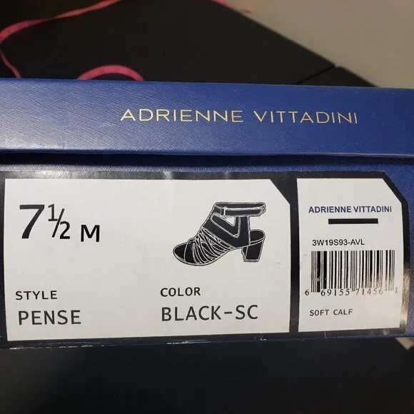 Adrienne Vittadini  Black Pense Cage Open Toe Slingback Sandals Sz 7.5M
