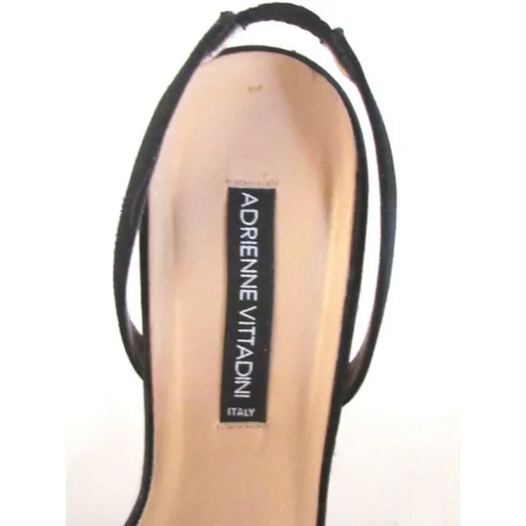 Adrienne Vittadini Black Satin Bow Detail High Heel Designer Sandals Size 8.5M