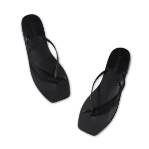 A.EMERY Black Square Toe Leather Benni Sandals Size 8