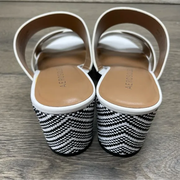AEROSOLES women’s leather sandals, white wedge sandals NIB