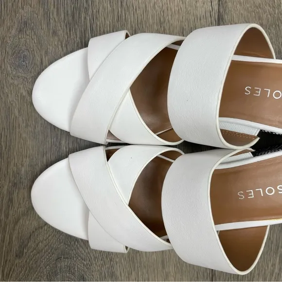 AEROSOLES women’s leather sandals, white wedge sandals NIB