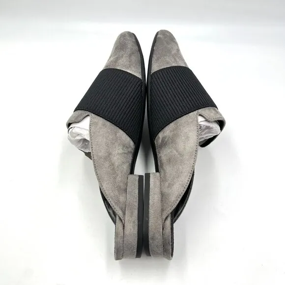 Aerosoles Womens Size 9.5 Look Out Black Gray Microsuede Mules Flats Shoes