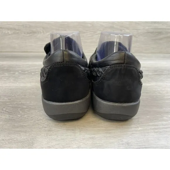 Aetrex Karina DM500WM Women's 10.5 Black Leather Monk Strap Orthotic Loafer Shoe