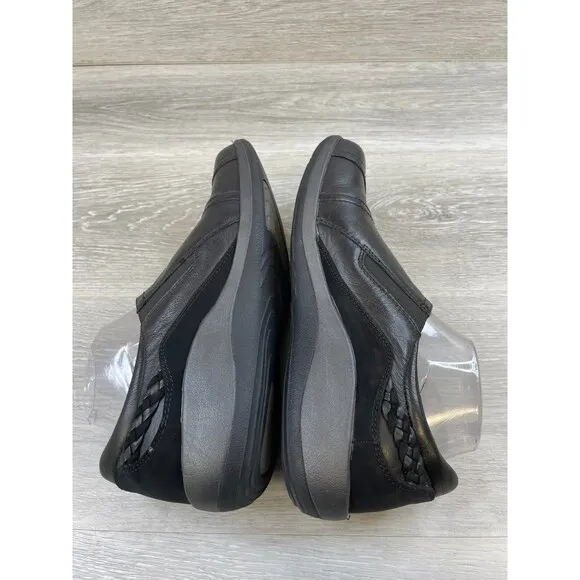Aetrex Karina DM500WM Women's 10.5 Black Leather Monk Strap Orthotic Loafer Shoe