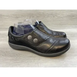 Aetrex Karina DM500WM Women's 10.5 Black Leather Monk Strap Orthotic Loafer Shoe