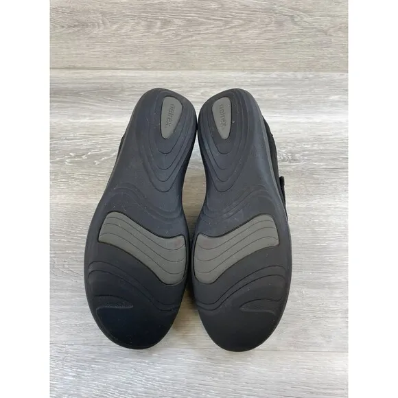 Aetrex Karina DM500WM Women's 10.5 Black Leather Monk Strap Orthotic Loafer Shoe